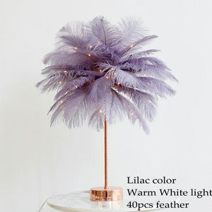 LAMPE DE TABLE EN PLUMES