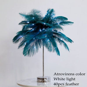 LAMPE DE TABLE EN PLUMES