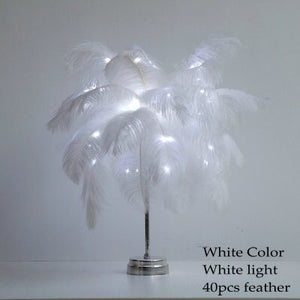 LAMPE DE TABLE EN PLUMES