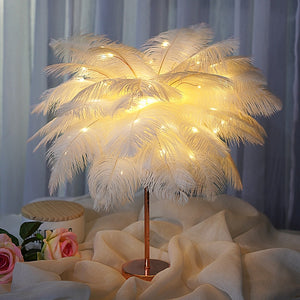 LAMPE DE TABLE EN PLUMES