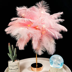 LAMPE DE TABLE EN PLUMES