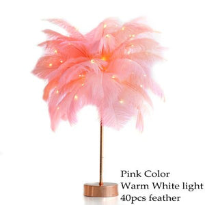 LAMPE DE TABLE EN PLUMES