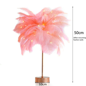 LAMPE DE TABLE EN PLUMES