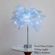 Charger l&#39;image dans la galerie, LAMPE DE TABLE EN PLUMES
