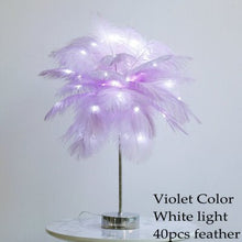 Charger l&#39;image dans la galerie, LAMPE DE TABLE EN PLUMES
