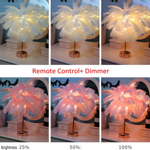 LAMPE DE TABLE EN PLUMES