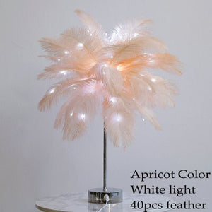 LAMPE DE TABLE EN PLUMES